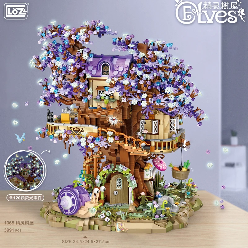 

Babysbreath Elves Treehouse Building Block MOC Creative Flower Bouquet House Decoration Bricks Sest Kids Toys Gifts