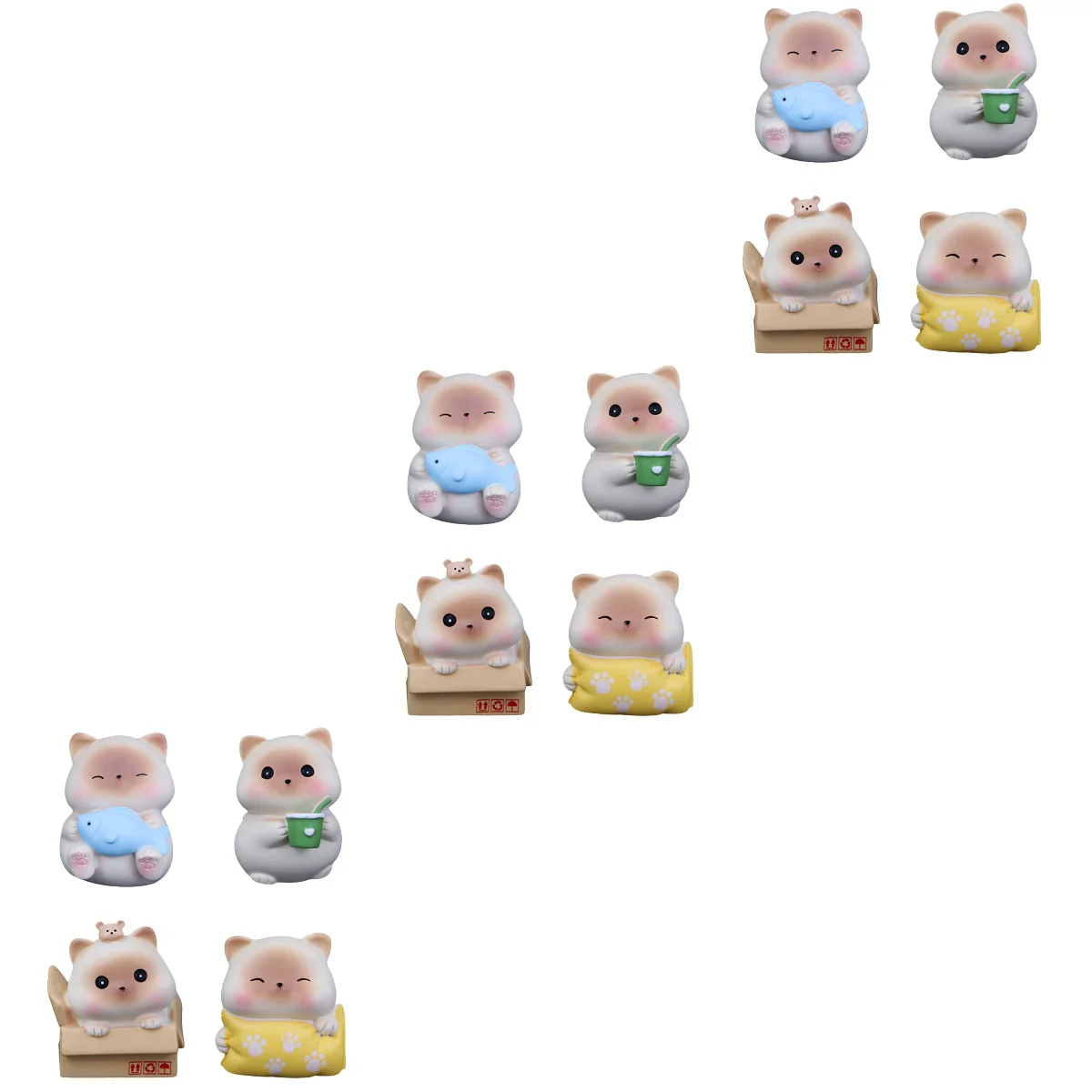 

12 pcs Simulation Cat Ornaments Resin Crafts Decoration Bonsai Decorative Cat