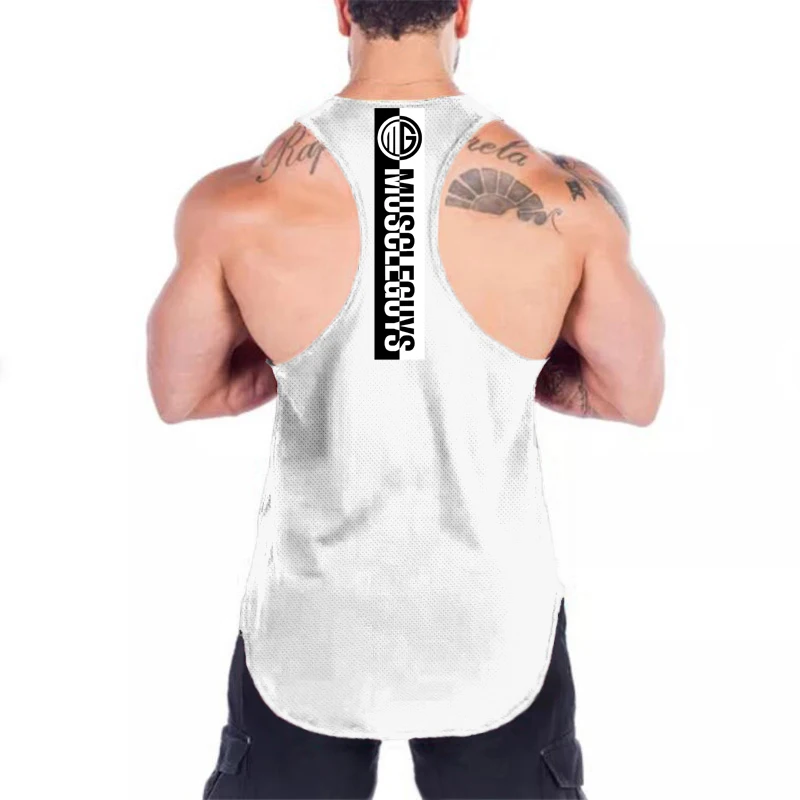 Летняя свободная сетчатая дышащая быстросохнущая футболка с принтом Muscleguys