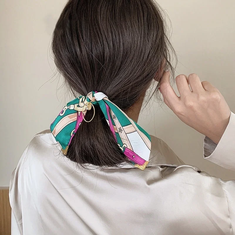 

Grace Scrunchies Elastic Hair Bands Rubber Band Bowknot Tie Hair Ring Women Silk Scarf Girl Hair Accessoires Hairband Head Band