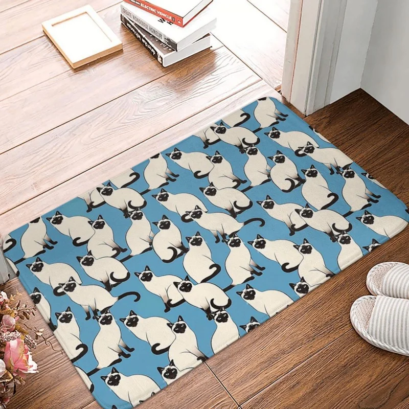 

Bath Mat Siamese Cats Looking At You Doormat Kitchen Carpet Entrance Door Rug Home Decoration