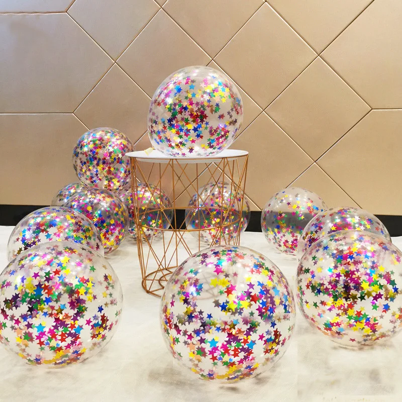 

10pcs Star Confetti Balloons Baby Shower Metallic Confetti Latex Transparent Ballon Birthday Party Wedding Decoration Ball Globo