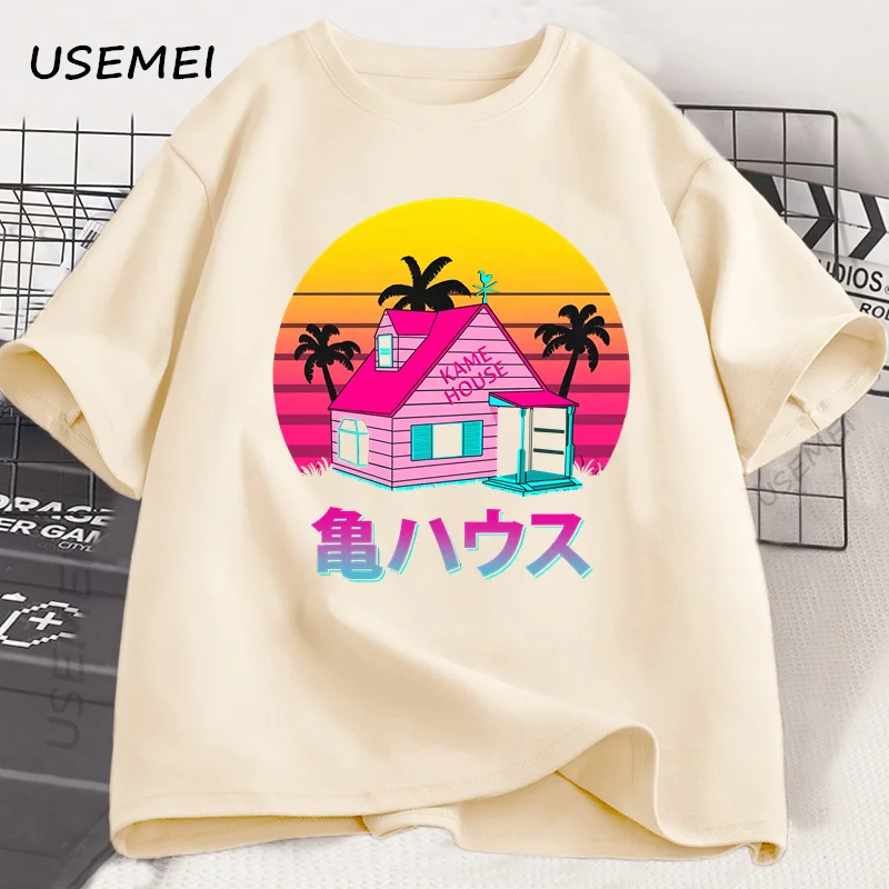 Фото Футболка Kame House для мужчин и женщин, хлопковая футболка Master Roshi в японском стиле, повседневная футболка с короткими рукавами, футболка, мужская одежда №1