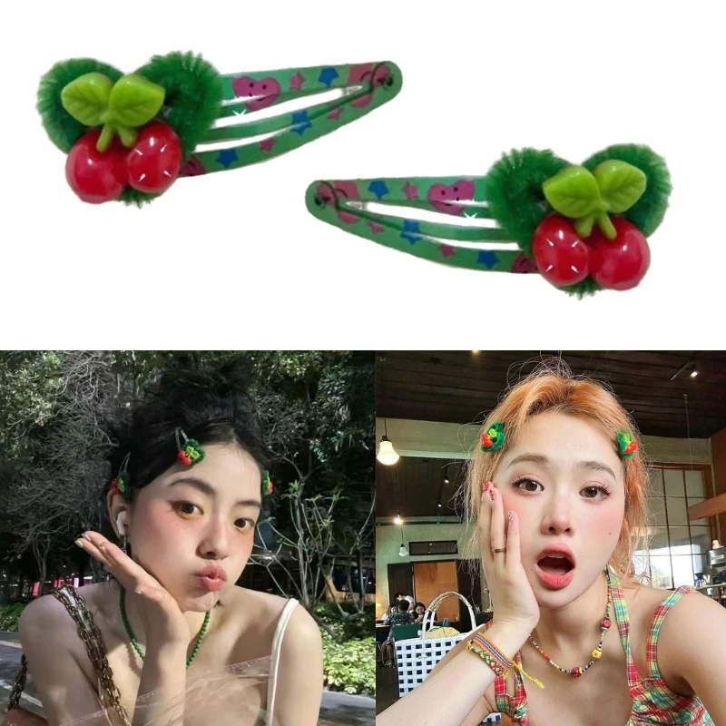 

2pc/pair Y2k Hair Clip for Hot Girls Vintage Cherry Shape Hair Barrettes Ponytail Hair Barrettes for Teens Girls