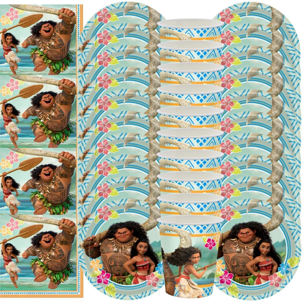 Disney Moana Birthday Party Decorations Paper Cup Plate Napkin Disposable Tableware Balloon Baby Shower Girls Party Supplies Set