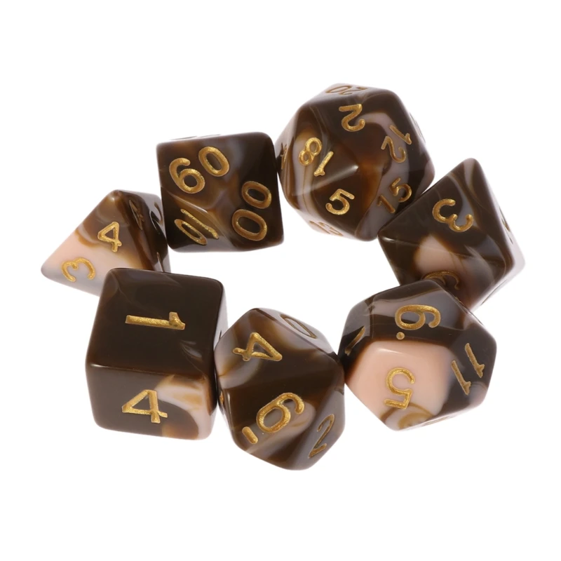 

7 шт./комплект, двусторонние D4 D6 D8 D10 D12 D20 для ролевой игры