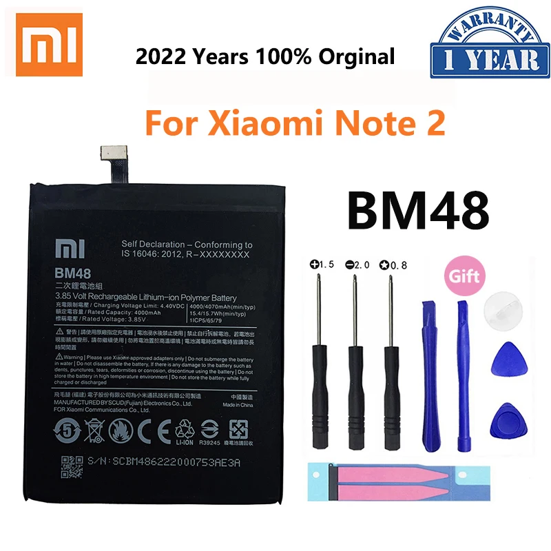 100% Оригинальный аккумулятор Xiao mi BM48 4000 мАч для Xiaomi Note 2 Note2 высококачественные