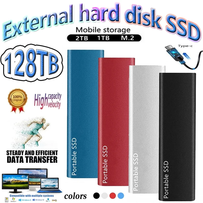 

New 1TB M.2 SSD 500GB 2TB 4TB 16TB Type-C 1TB External Hard Drive Usb 3.1 Mobile Solid State Hard Disks for Notebook Laptop/mac