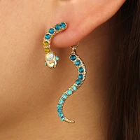 cool punk antique animal crystal snake earrings crazy twining snake hoop earrings personality statement earrings party jewelry
