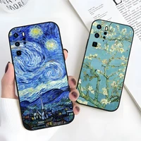 starry night by van gogh phone case for oppo k7 k9 x s find x3 x5 reno 7 6 rro plus a74 a72 a16 a53 a93 a54 a15 a55 a57 cover
