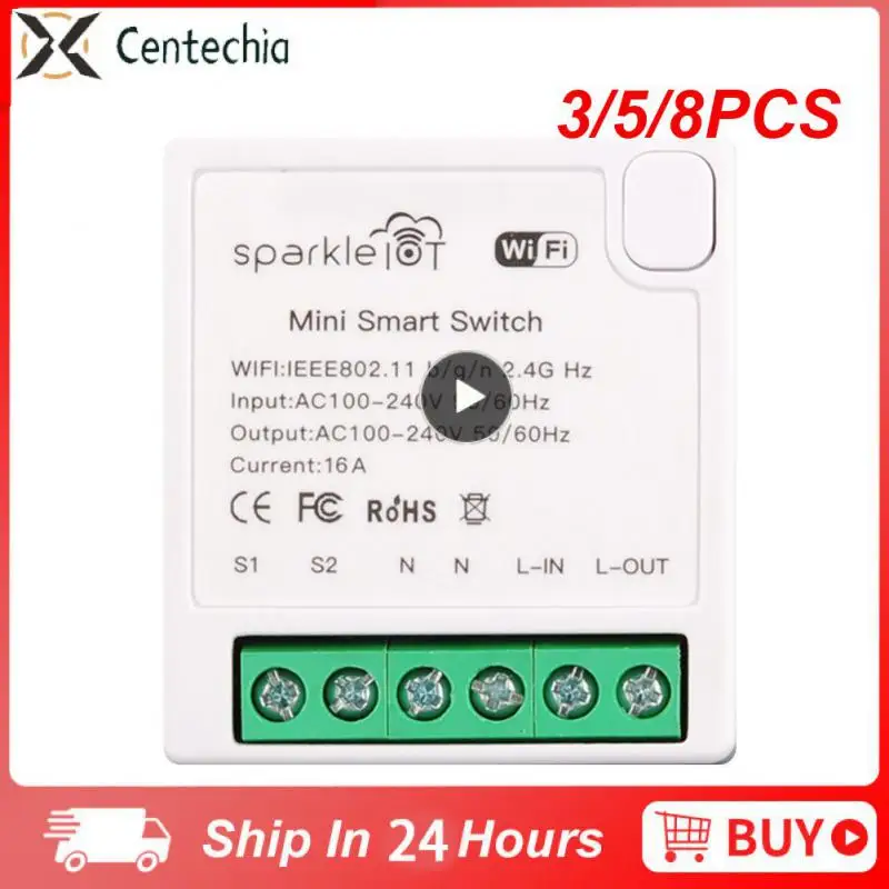 

3/5/8PCS Ac100-240v Wifi Smart Switch 16a Mini Breaker Module Voice Control Homekit Light Switches Support Alexa Google