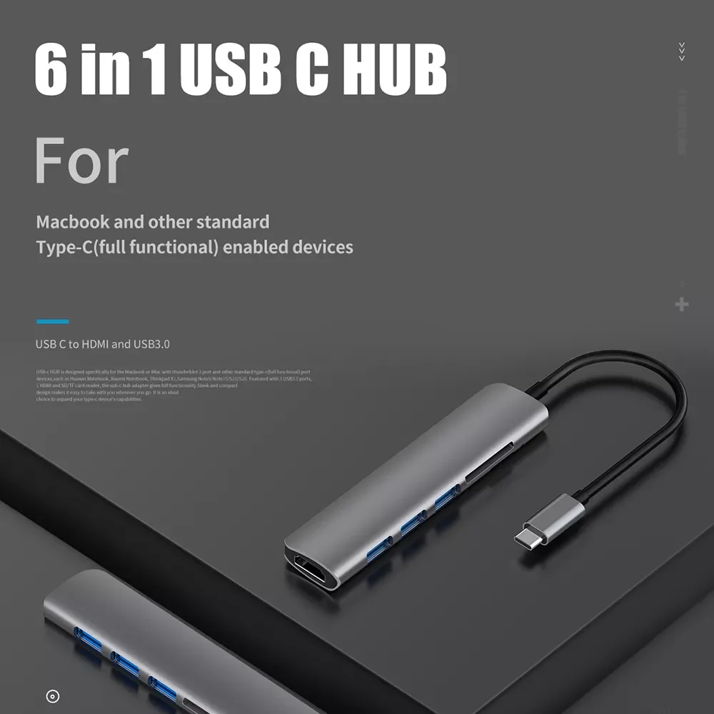 USB 3.0 Type-C Hub к HDMI адаптеру 4K Thunderbolt 3 C с 1 TF SD Reader слот для MacBook Pro/Air/Huawei Mate |