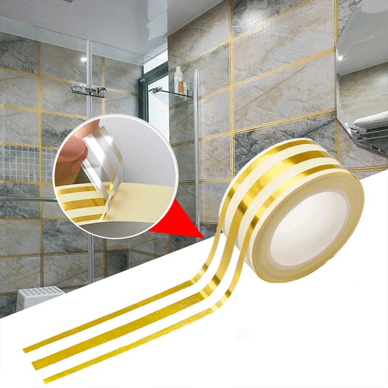 

5M Caulk Strip Tape Decoration Tile Gap self-adhesive Tape loor Wall Seam Sealant Ceiling Waterproof Sealing Sticker Decal Gold