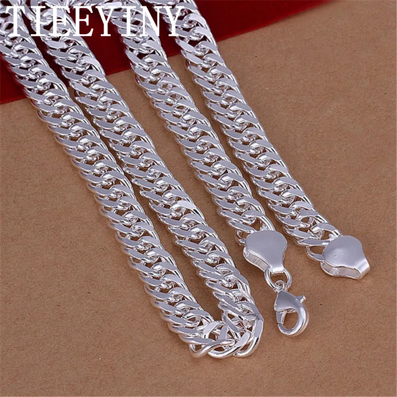 

TIEEYINY Fine 925 Sterling Silver Mens 10MM Chain Necklace Women Solid Chain Wedding Noble Fashion Jewelry Charms Gifts