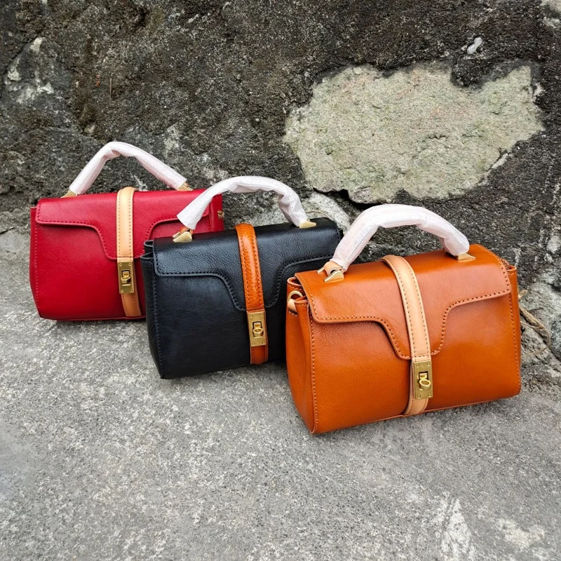 

Женская сумка из воловьей кожи, сумка-мессенджер в стиле ретро, индивидуальная маленькая квадратная сумка для женщин, ручная переноска, 2021