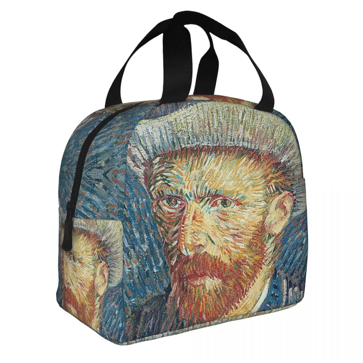 Van Gogh,Self Portrait Lunch Bento Bags Portable Aluminum Foil thickened Thermal Cloth Lunch Bag for Women Men Boy