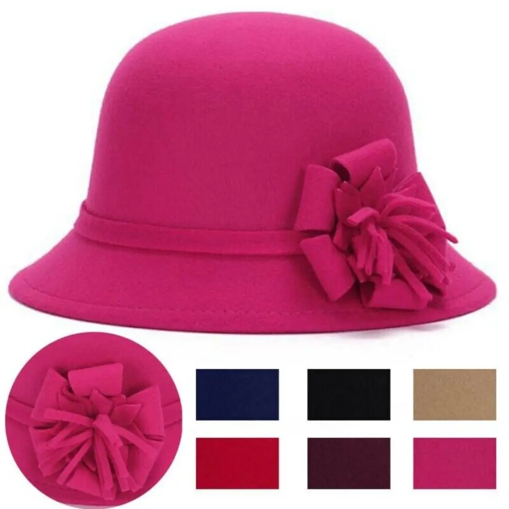 

Элегантная повседневная шляпа для раковины, купольная шляпа, шерстяные фетровые шляпы с цветочным рисунком, головной убор