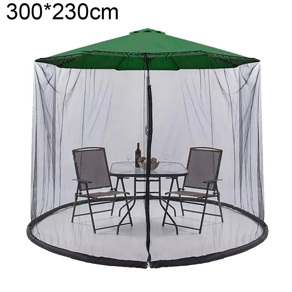 

Patio Umbrella Mosquito Net Polyester Mesh Net Screen Universal Canopy Umbrella Net with Zip-fastener Adjustable Rope