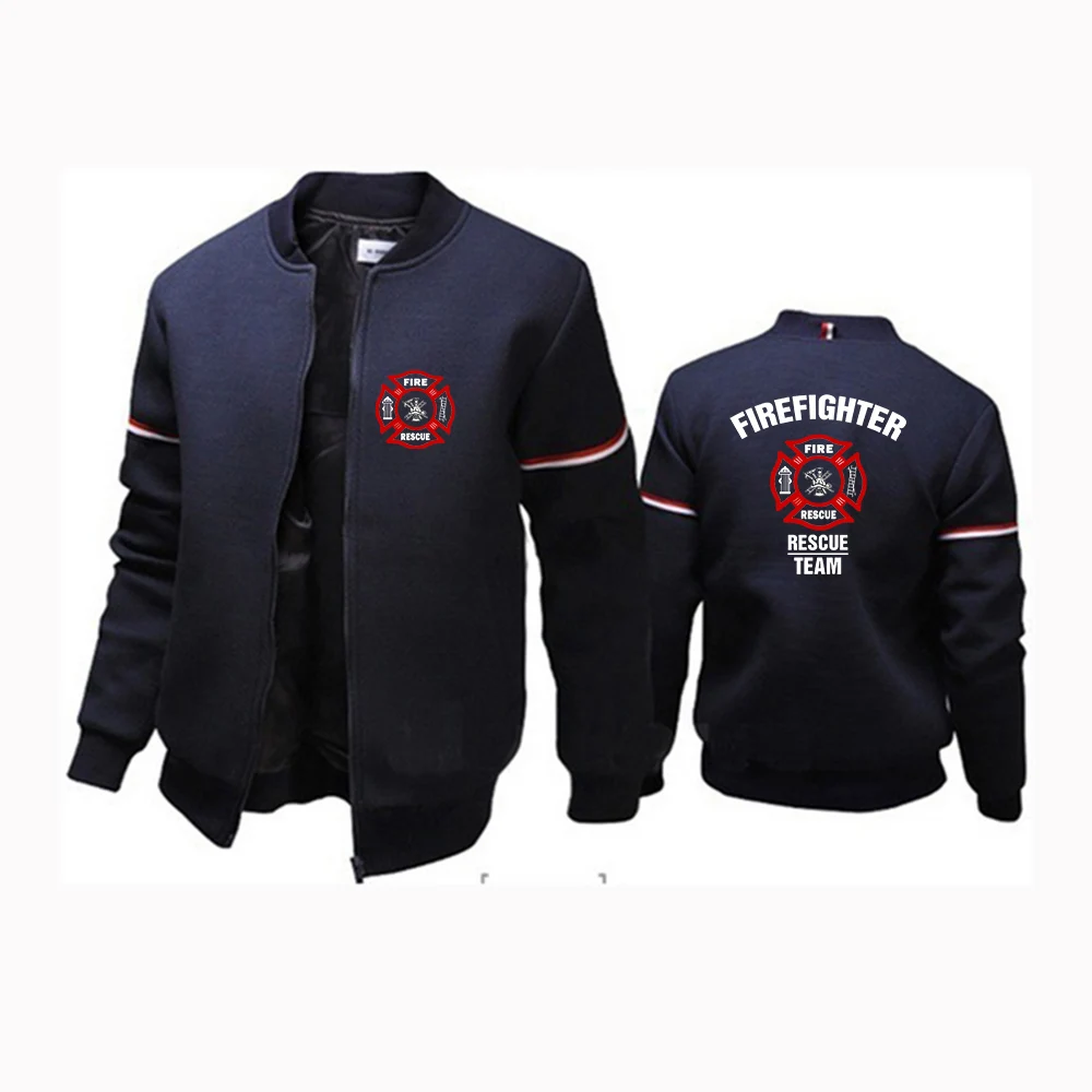 Firefighter Rescue Team Printing Fashion 2023 New Men's Flight Jacket Round Collar Solid Cotton Long Sleeves Tracksuits Coat