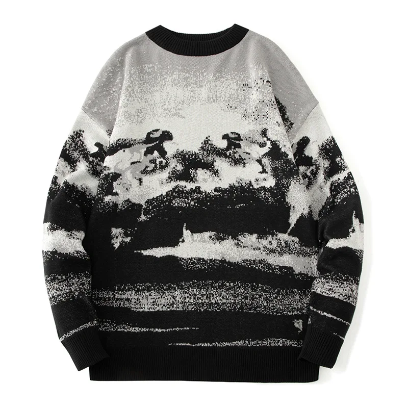 

2022 autumn and winter casual fashion sweater men's wide matsutaka sukki round neck long sleeve men's fashion Pullover Sweater f