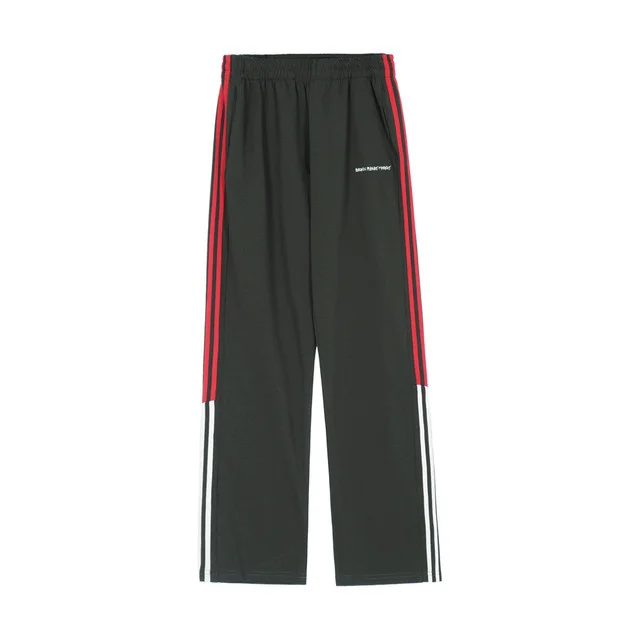 

Letter Embroidery Track Pants Mens Contrast Paneled Casual Elastic Waist Loose Wide Leg Pants Men Sweatpants