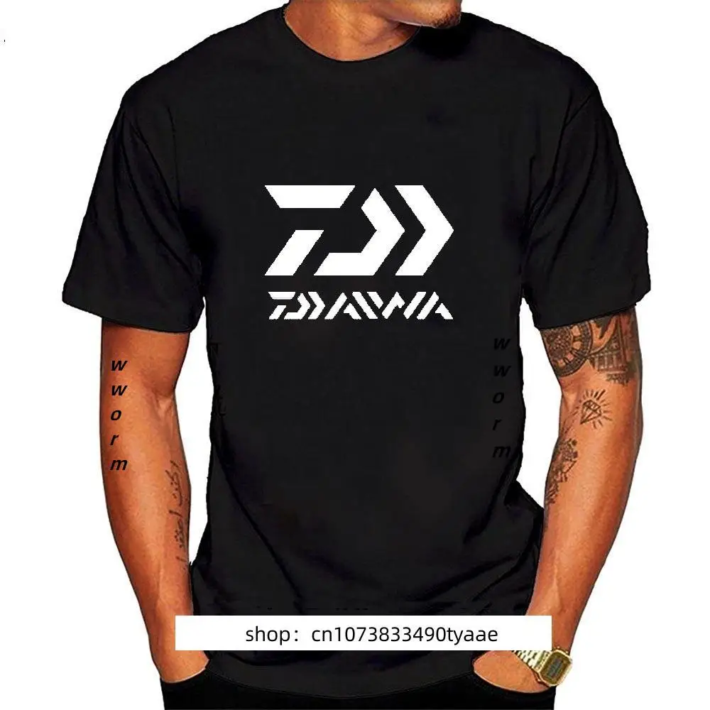 Купи Men t shirt Daiwa Fishing Logo Printed Graphic Tops Black Size S-4XL t-shirt women fashion t-shirt men cotton brand teeshirt за 427 рублей в магазине AliExpress