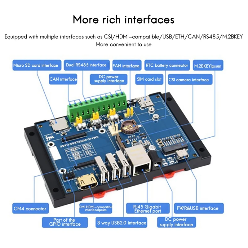Плата расширения Waveshare для Raspberry Pi CM4 промышленный модуль 5G/4G/Lora связи IO
