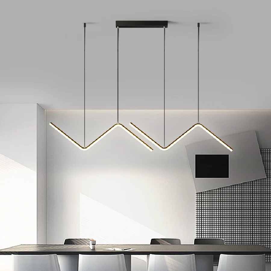 

Minimalist Line Pendant Light Aluminum Interior Decor Led Chandelier For Dinning Table Bedroom Kitchen Living Room Hang Light