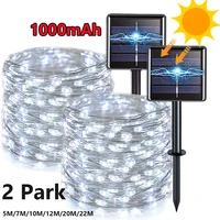 1000mah led solar fairy lights lamp outdoor 7m 12m 22m led string waterproof holiday party garland solar garden christmas lights