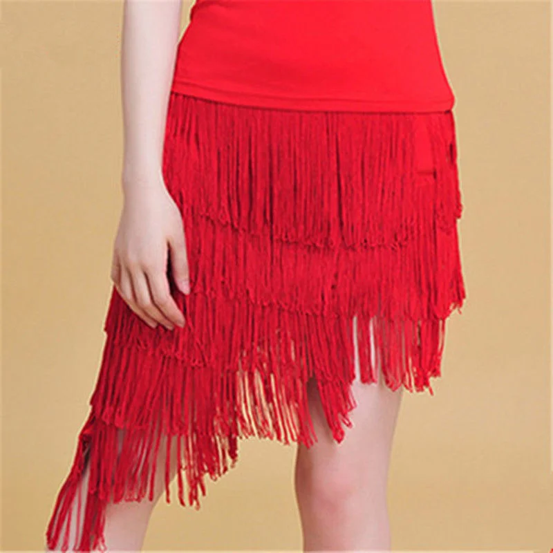 

Latin Dance Dress tassels Latin dance dress new training dress for female adults short skirt square dance skirt performance