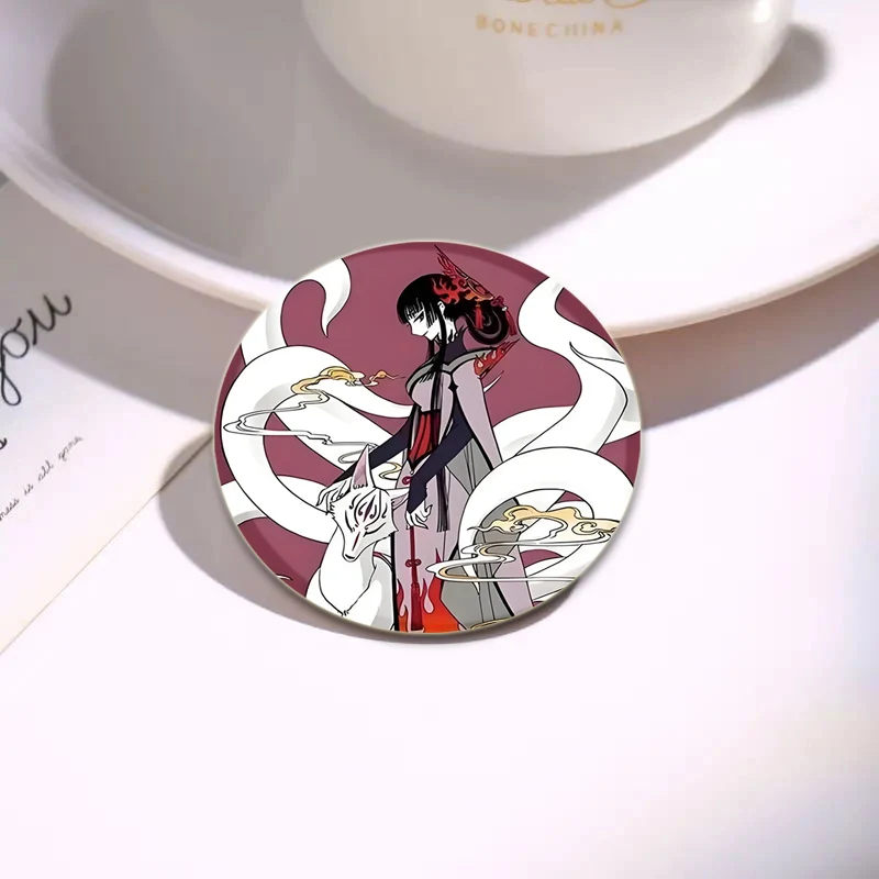 XxxHOLiC Enamel Pins Round Anime Brooches Watanuki Kimihiro Ichihara Yuko Cartoon Badge Backpack Hat Jewelry Accessories Gifts