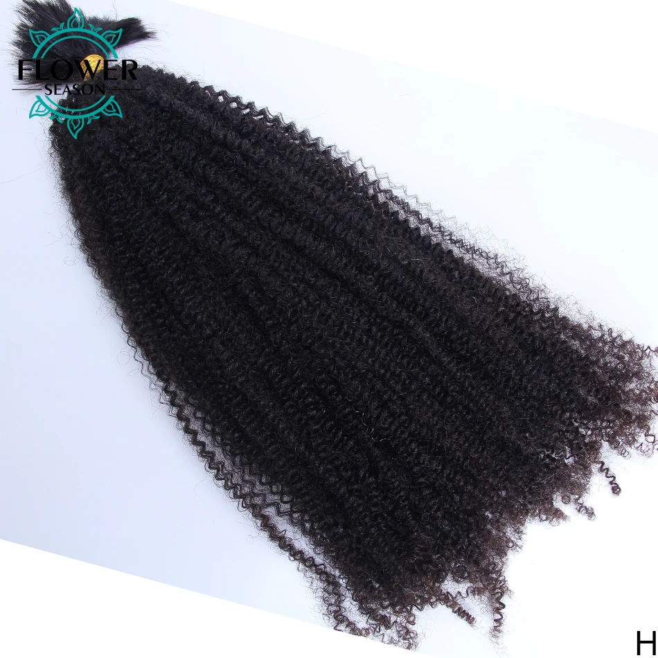 Extensiones de cabello humano rizado Afro para trenzar sin trama Remy mongol, extensiones de cabello trenzado a granel, 100 hebras/mechones naturales