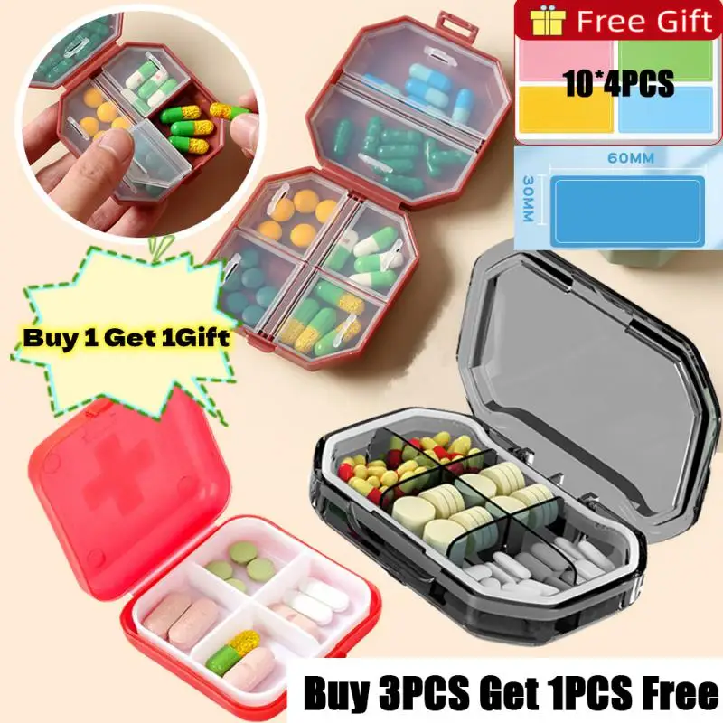 

Mini Portable Pill Organizer Boxes 4/6 Compartment Pill Box Tablet Storage Container Weekly Pill Box Dispenser Accessories