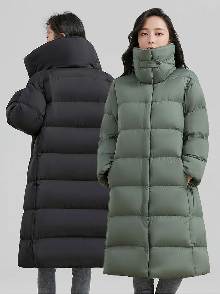2022 New Winter Fashion Women Duck Down Coat Thick Warm Parkas for Ladies Female Stand Collar Long Outerwear Windbreaker XXL