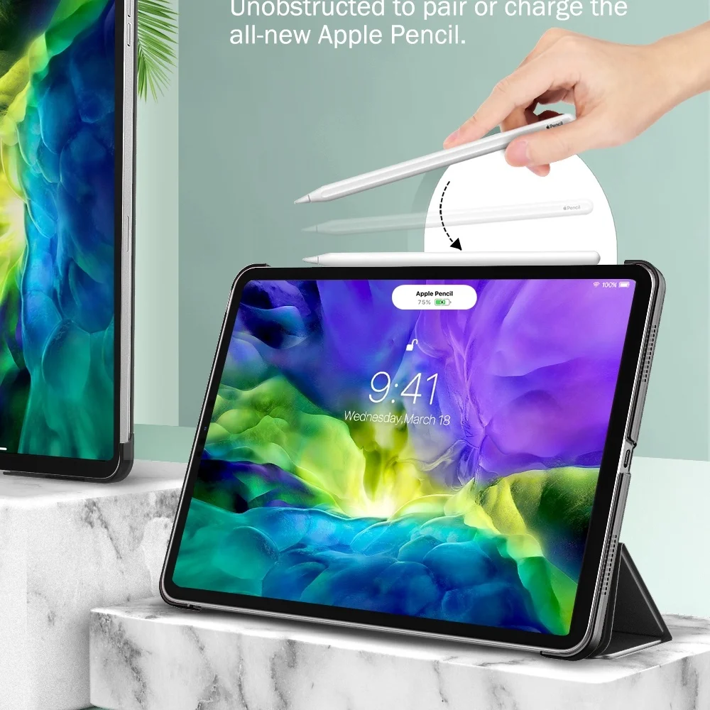 

Чехол для iPad Pro 11 2020 2-го поколения [Поддержка зарядного устройства для Apple Pencil] тонкий легкий полупрозрачный защитный чехол