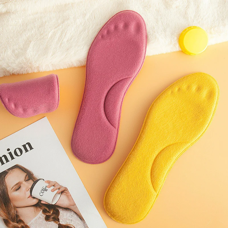 Freetie  Temperature Non Filling Massage Warm Insole Plush Thickened Heating Antibacterial Sweat Absorbing Cotton Insole