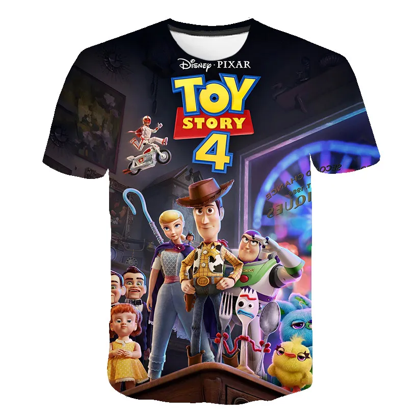

2022The New Kids Casual Clothing Toy Story 4 Forky Alien Summer Cartoon T-shirt Short Sleeve Girl Boys Tops Tees Clothes4-14T
