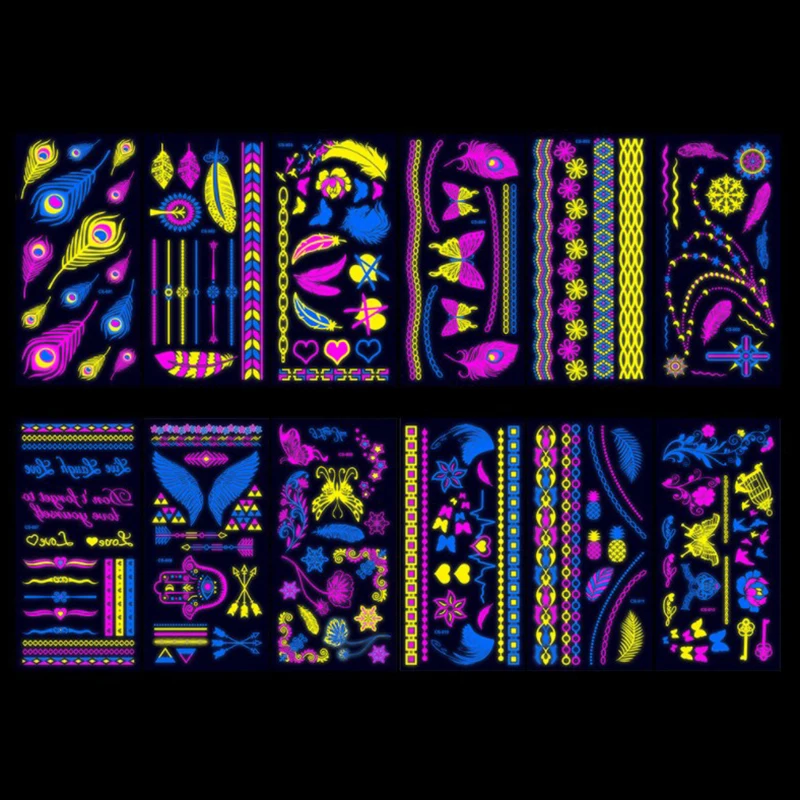 

Креативные флуоресцентные бронзовые наклейки тату Цветок на руку, наклейки для лица, водонепроницаемые татуировочные наклейки на руку, бро...