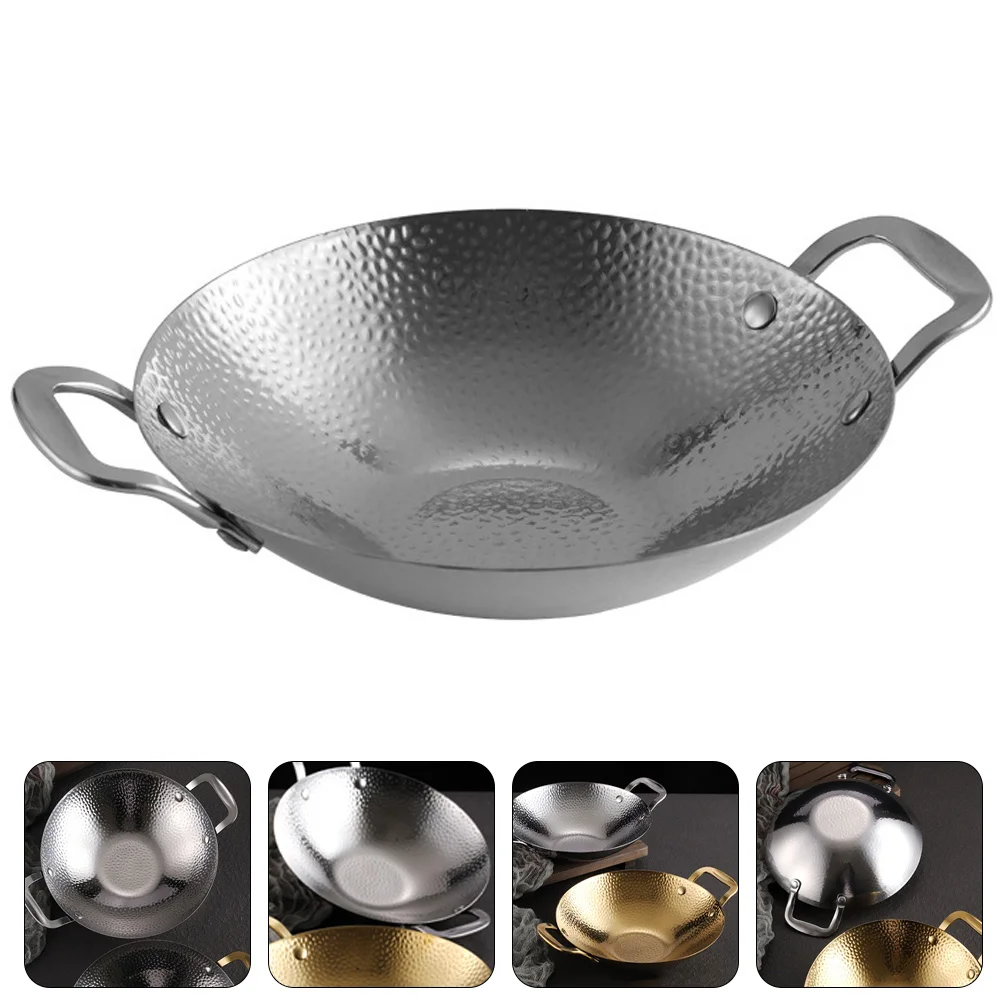 

Flat Bottom Wok Korean Pots Cooking Stir Fry Pot Small Cooking Pot Stainless Steel Wok