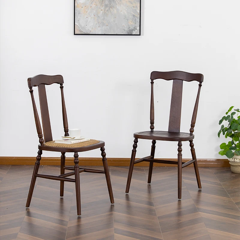 Стул из ротанга в деревенском стиле средневековый обеденный стул массива дерева