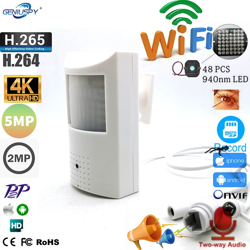 

Two-Way Audio Intercom TF Camera 940nm IR Wireless IP Camera Wifi For Smart Home Security Surveillance With Mic &Speaker Hidden