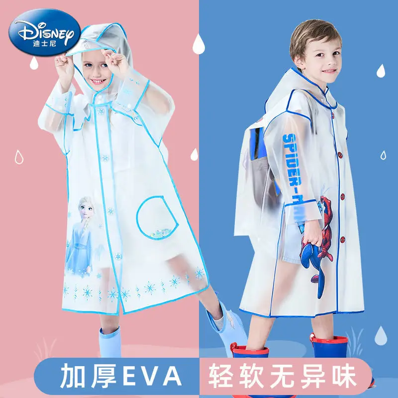 

Disney Children's Raincoat Boys' Girl Child Full Body Waterproof Kindergarten Primary School Student Schoolbag Transparent Elsa