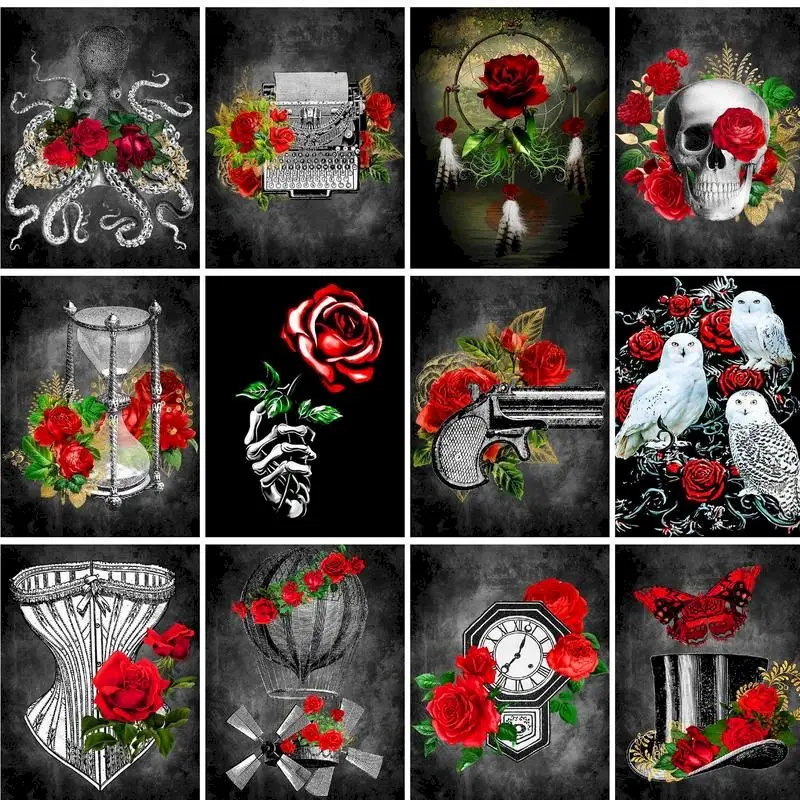 

GATYZTORY 60x75cm Frameless DIY Painting By Numbers Kits Rose Abstract Modern Home Wall Art Picture Flowers Paint By Numbers