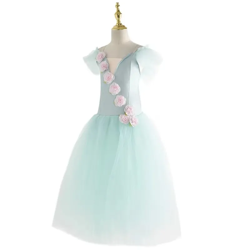 Зеленая балетная юбка-пачка для девочек одежда танцевальных выступлений