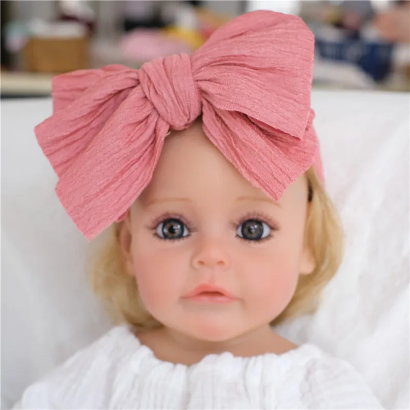

Fit All Baby Large Bow Girls Headband Big Bowknot Headwrap Kids Bow for Hair Cotton Wide Head Turban Infant Newborn Headbands