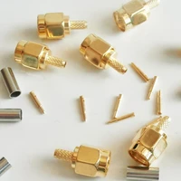100x pcs high quality rf connector coax socket sma male jack crimp for rg316 rg174 rg179 lmr100 cable plug gold plated coaxial