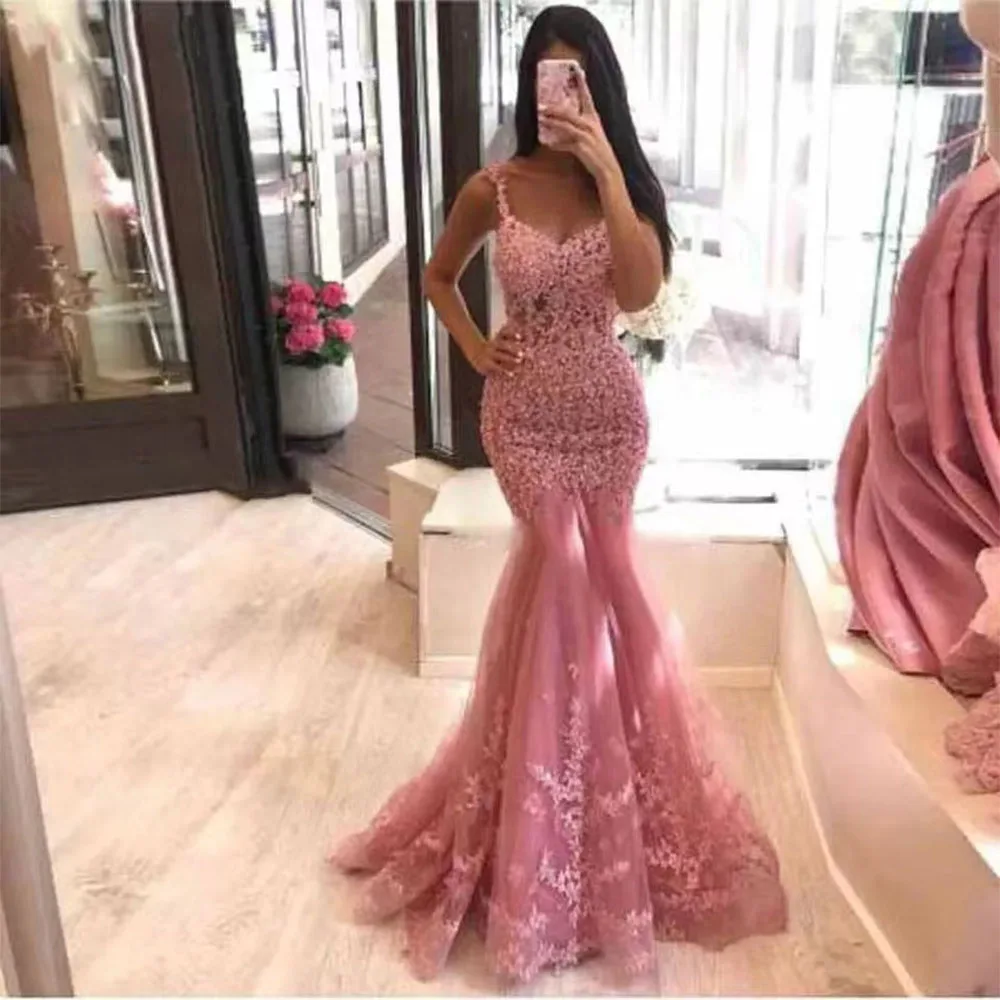 

Sleeveless Prom Dress 2022 New Arrival Sexy V Neck Backless Mermaid Tulle Prom Gown Long Custom Made Vestidos De Gala