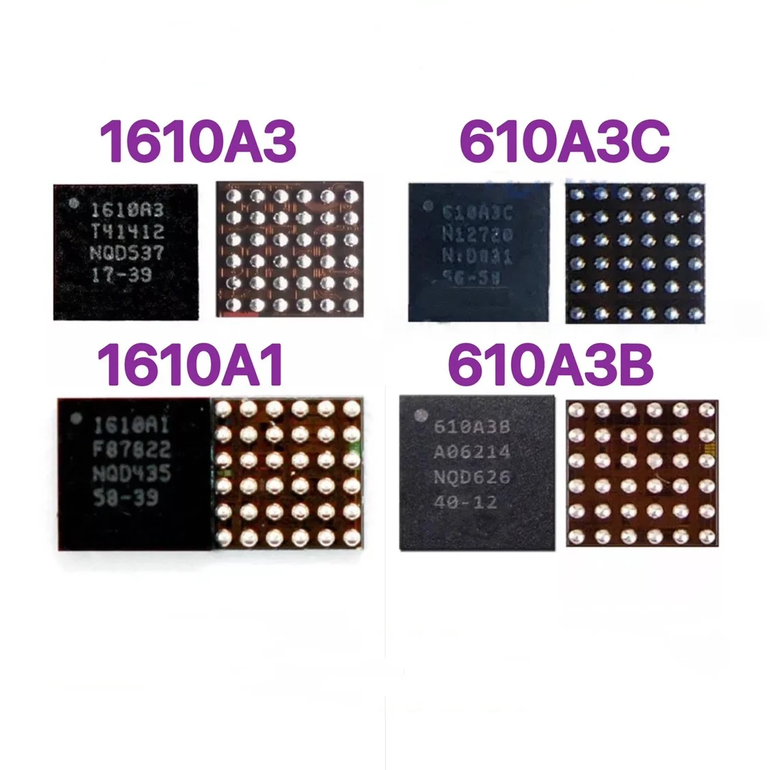 

10pcs 1610A1 1610A2 1610A3 610A3B 1612A1 1614A1 1616A0 U2 USB Charging integrated IC for iphone 5S 6 6s 7 8 X XS 11 12 13 14 pro