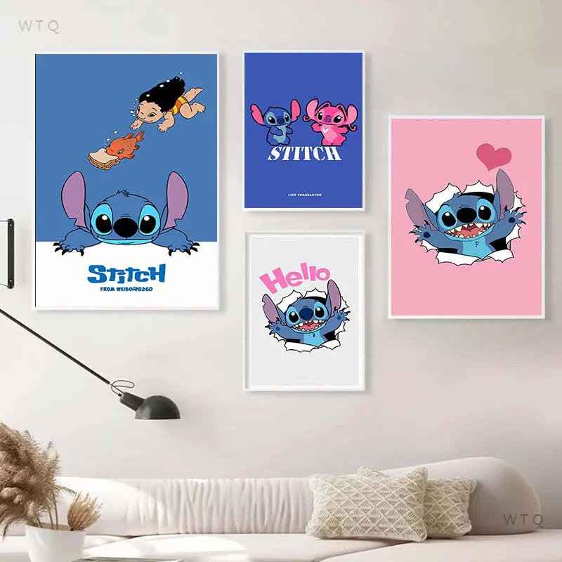 

Disneys Cartoon Canvas Paintings Stitch Decorative Posters and Interstellar Baby Prints Wall Art Pictures for Living Home Decor