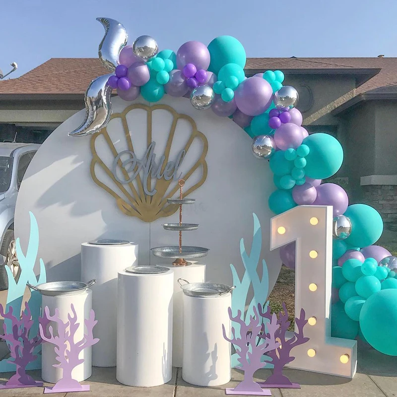 

Mermaid Birthday Party Balloon Garland Arch Kit Blue Purple Balloons Mermaid Theme Party Decor Supplies